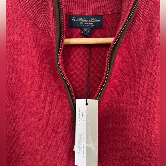 Brooks Brothers Men's Zip-Up Sweater in Red - Picture 4 of 5